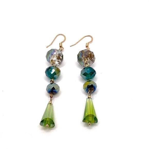 Earrings Artisan Dangles Crystals Drops  3” - Picture 9 of 9